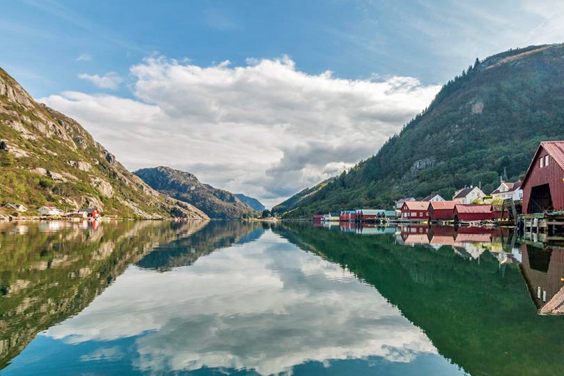 Blick auf Sigersvoll am Eidsfjord